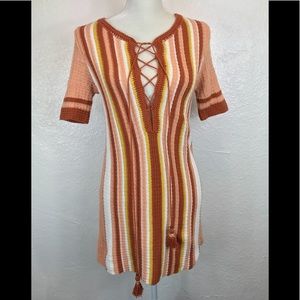 Free People Crochet Dress Hippie Boho Size XS 100%